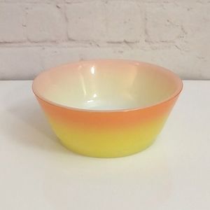 Vintage Fire King Anchor Hocking Orange Yellow Ombre Milk Glass Cereal Bowl  5"